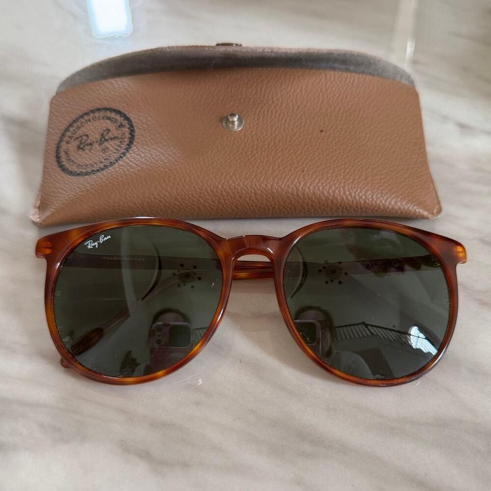 Vintage Ray Ban Style C Havana Brown Tortoiseshell Round Sunglasses